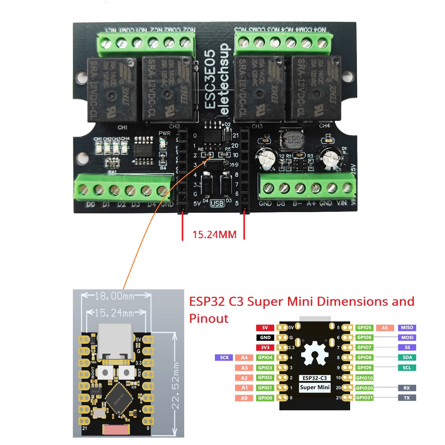 Płytka przemysłowa z przekaźni – Esp32 C3 recenzja i cena